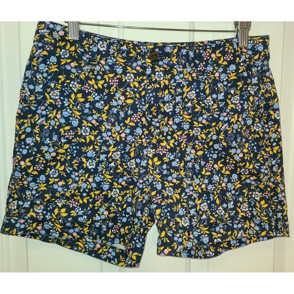 Womens Sz 2 City Khaki 4.5" Shorts GAP Navy Floral Garden Party Artsy